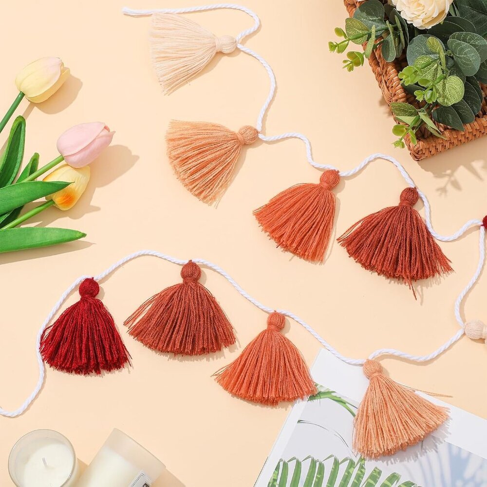 4 Pieces Tassel Garland for Classroom Boho Pastel Garland Tassel Banners Decorat - Picture 2 of 7